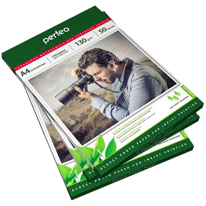 

Фотобумага Perfeo PF-GLA4-130/50 A4, 130г/м2, глянцевая, 50л, Белый
