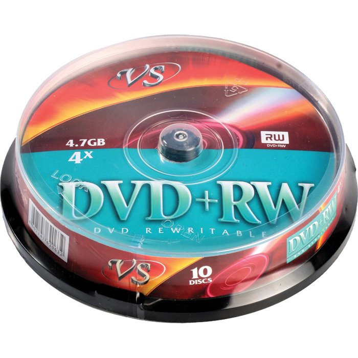 Диск VS DVD+RW, 4.7Gb, 4x, Cake Box, 10 шт