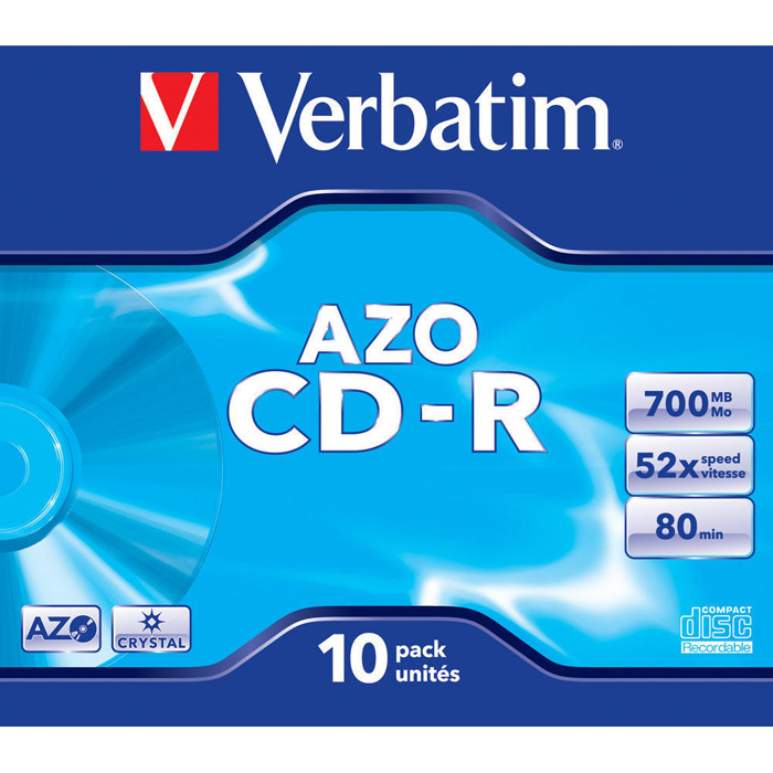 Диск CD-R 700Mb 52x Verbatim, DataLife+, Jewel Case (10шт)