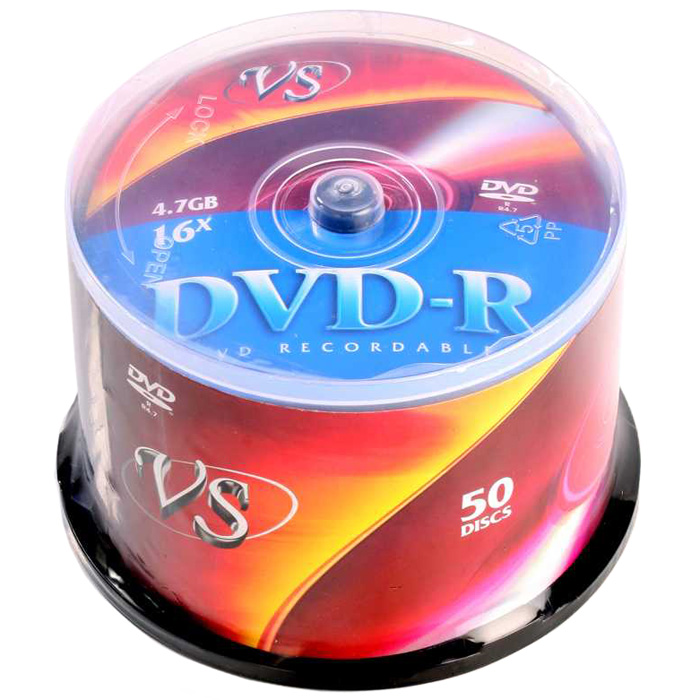 

Диск VS DVD-R, 4.7Gb, 16x, Cake Box, 50 шт