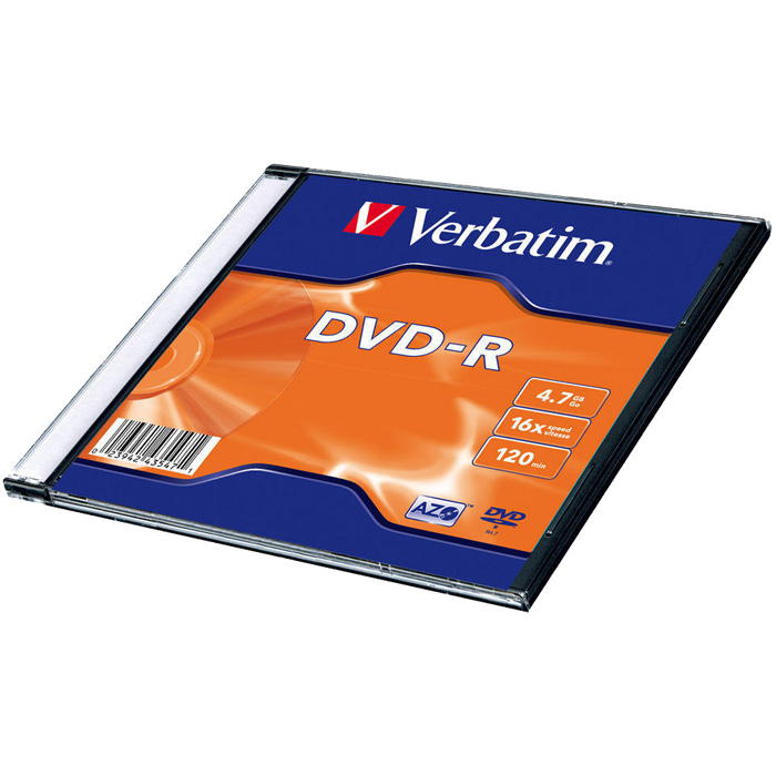 Диск Verbatim DVD-R, 4.7Gb, 16x, Slim Case, 5 шт