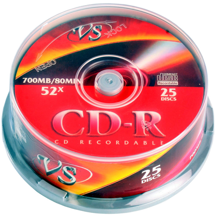 

Диск VS CD-R, 700Mb, 52x, на шпинделе, 25 шт (VSCDRCB2501)