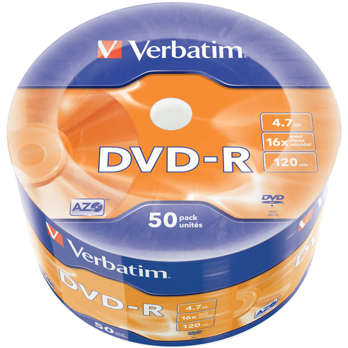 

Диск Verbatim DVD-R, 4.7Gb, 16x, термопленка, 50 шт
