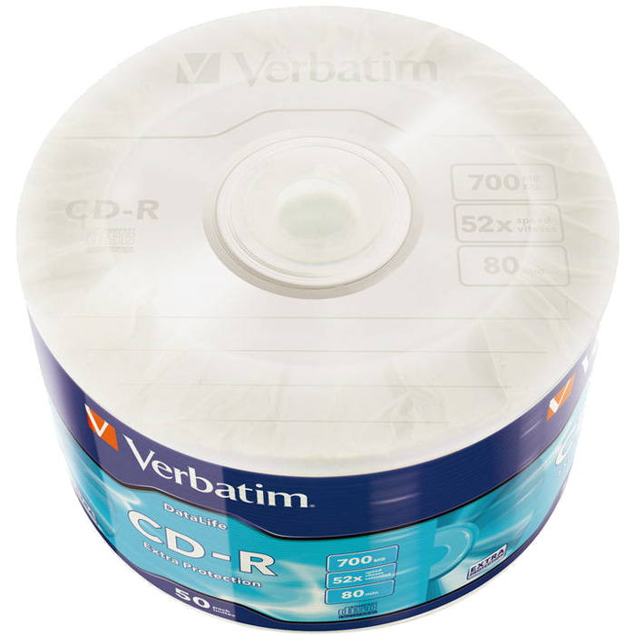 

Диск Verbatim CD-R, 700Mb, 52x, 50 шт, DataLife