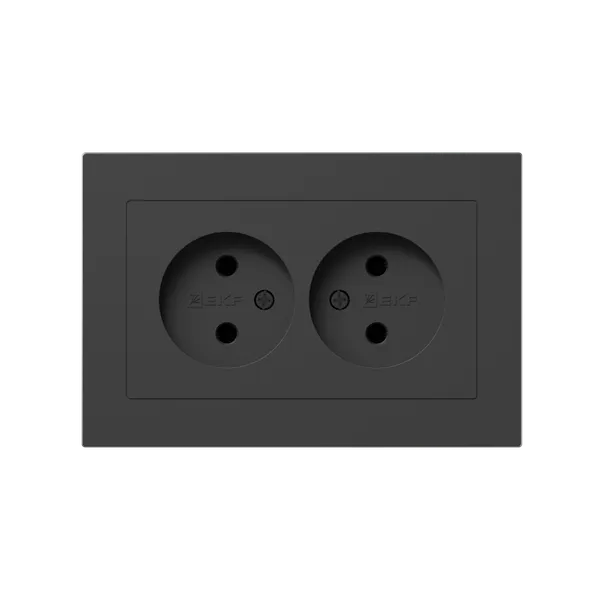 Розетка EKF Эпика UP1-SOB-200, 2-х постовая, черный