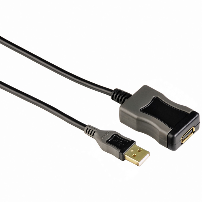 

Кабель USB 2.0-repeater AM-AF Hama, активный, 5m (H-78482), Черный