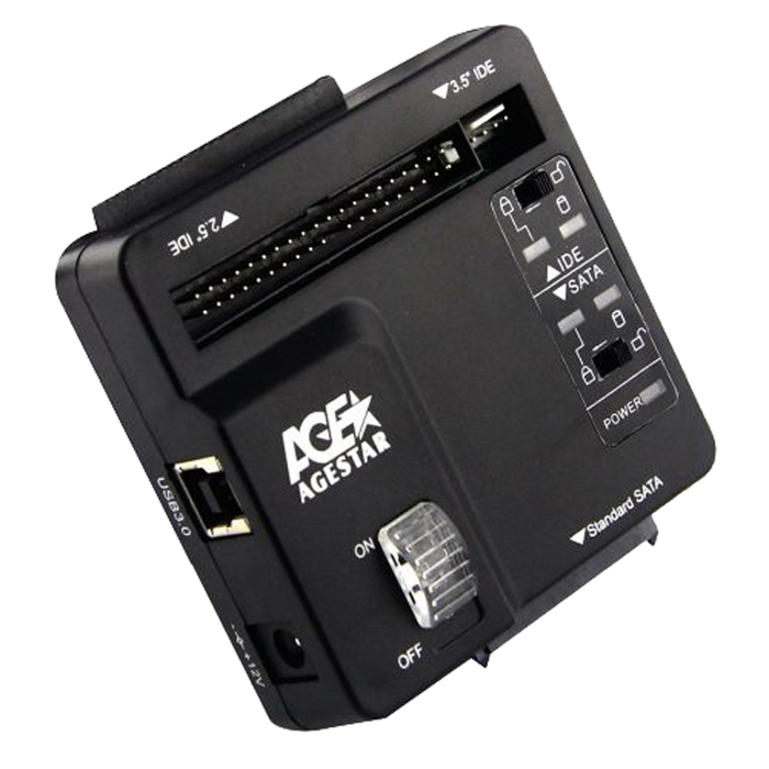 

Переходник AgeStar 3FBCP 2.5" SSD+2.5"/3.5" IDE+2.5"/3.5" SATA to USB 3.0, BackUp, Black, Черный