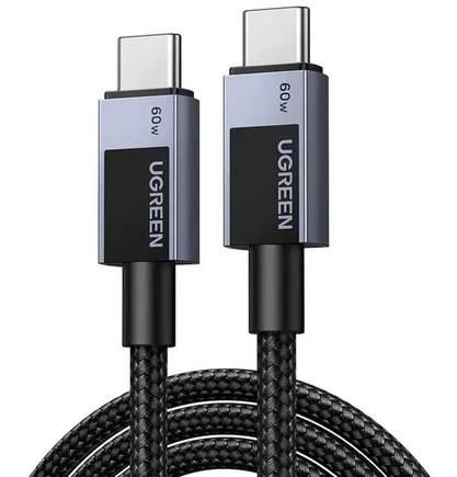 Кабель USB Type-C(m)-USB Type-C(m), 50 см, черный/серый, UGREEN L524 (55764)