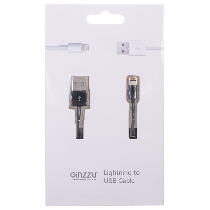 Кабель Lightning Ginzzu GC-501B , для iphone 5 / USB, кабель 1,0 м, черный