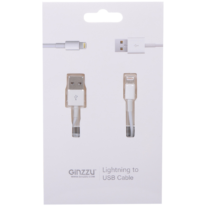 

Кабель Lightning Ginzzu GC-501W, для iphone 5 / USB, кабель 1,0 м, белый