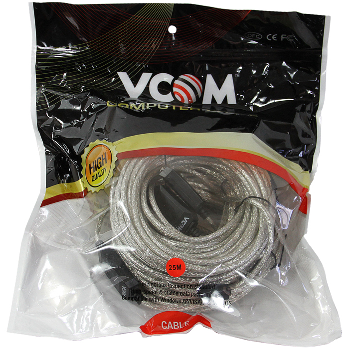 

Кабель-удлинитель USB(Am)-USB(Af), 25 м, прозрачный, VCOM (VUS7049)