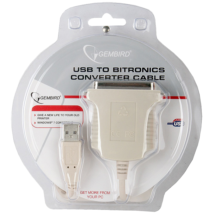 

Переходник USB -> LPT Gembird 1.8м (CUM360 AM/C36M), Белый