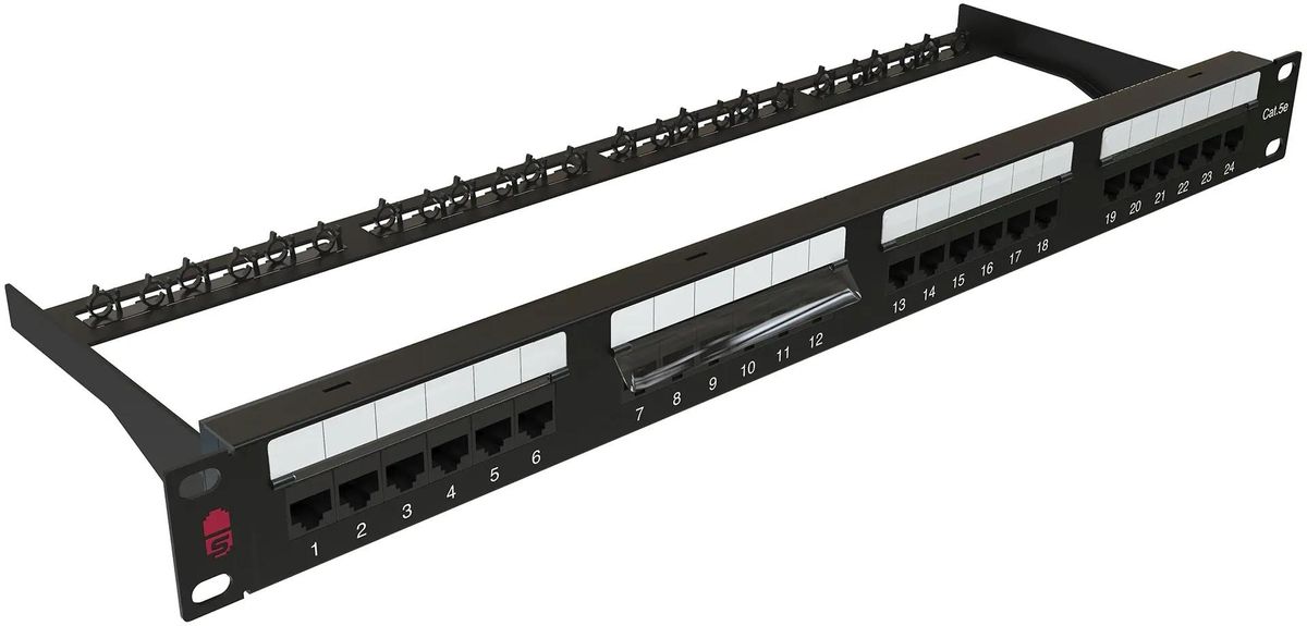 Патч-панель в шкаф 19" 1U, порты: 24xRJ-45, Sysmatrix (PP 1901U.S245EU.M)
