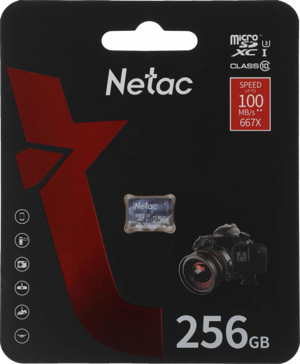 Карта памяти microSDHC Netac 256Gb Class 10 UHS-I U3 (NT02P500ULT-256G-S)