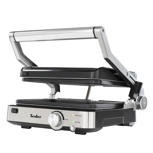 Гриль TESLER EG-205 2 кВт, серебристый/черный