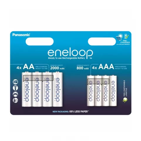 Аккумулятор Panasonic eneloop, AA (HR6) + ААА (HR03), 2 А·ч, 8 шт