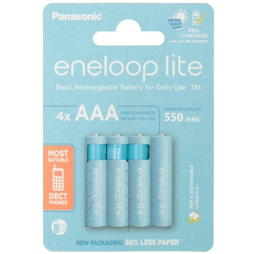 Аккумулятор Panasonic Eneloop Lite, AAA, 550 мА·ч, 4 шт