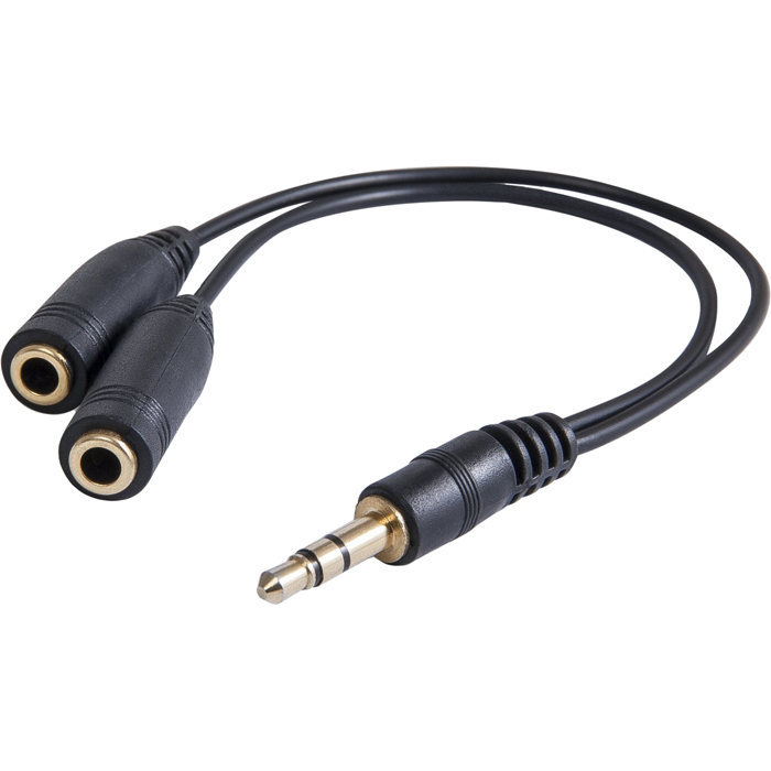 Кабель-разветвитель 2xJack 3.5mm(F)-Jack 3.5mm(M), 20 см, черный Ningbo (JAAA095-B)