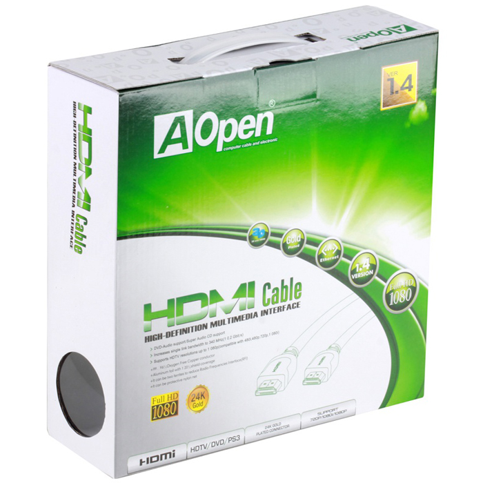 

Кабель HDMI(19M)-HDMI(19M) v1.4, 20 м, черный AOpen (ACG511D-20M)