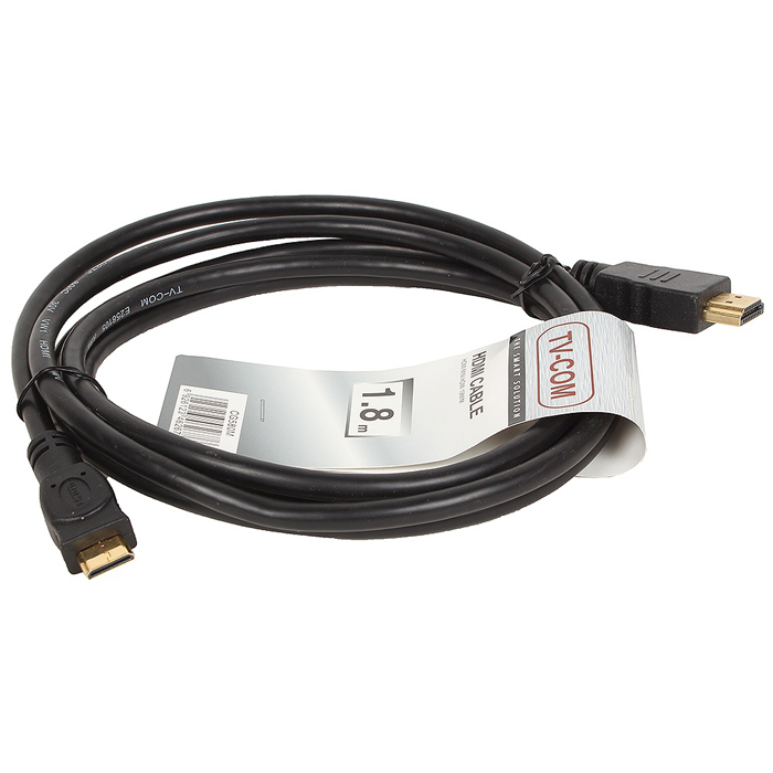 

Кабель HDMI(M)/miniHDMI(m) TV-COM 1.8м (CG580M-1.8M), Черный