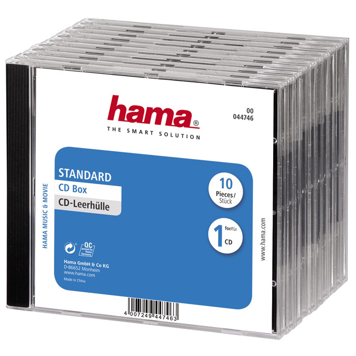 

Коробка для CD/DVD Hama 10шт, Jewel, черный/прозрачный (H-44746)