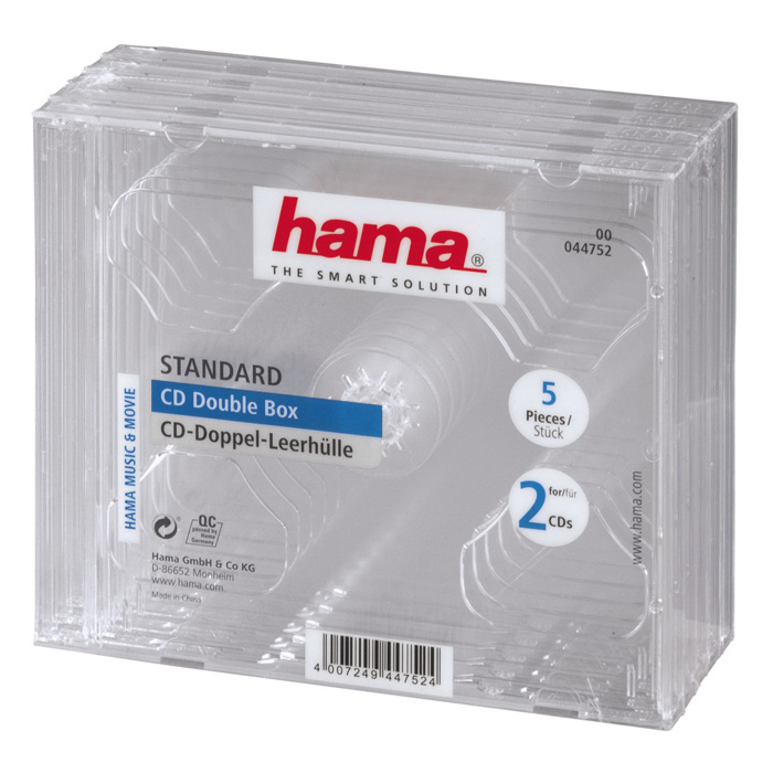 Коробка для CD/DVD Hama 5шт, Jewel, прозрачный (H-44752)