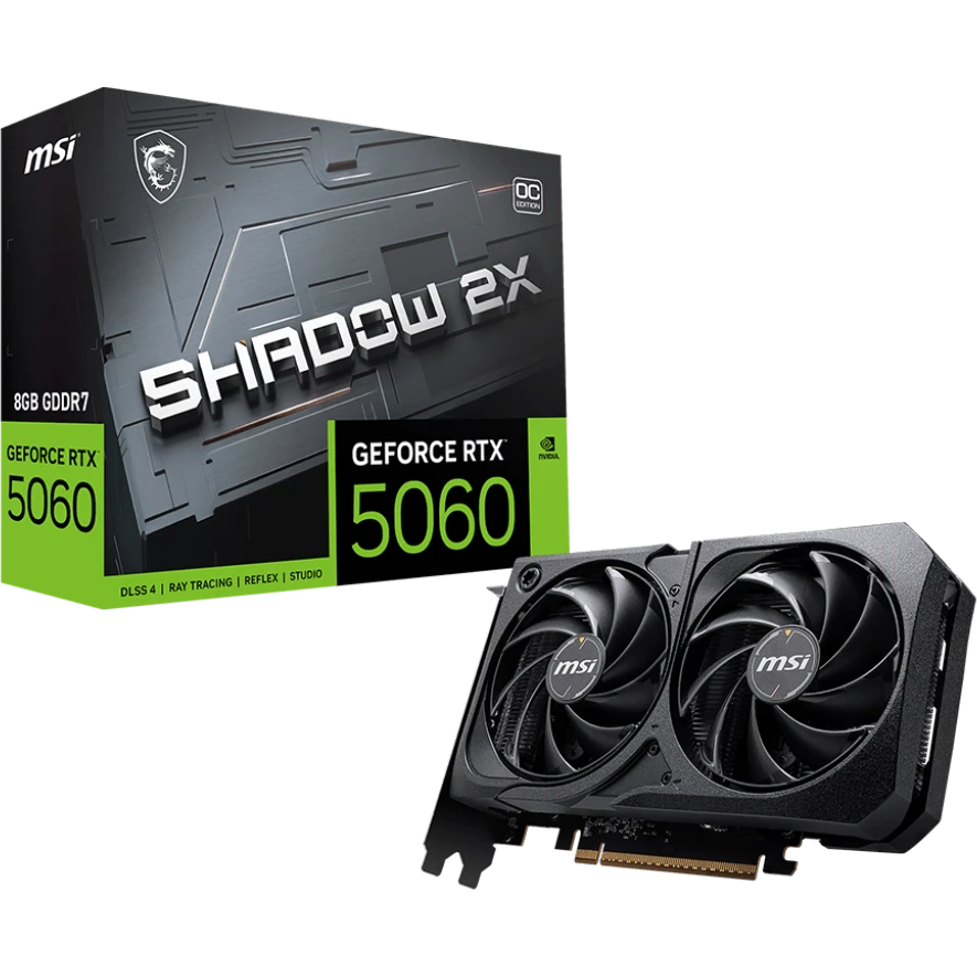 Видеокарта MSI NVIDIA GeForce RTX 5060 SHADOW 2X OC, 8Gb GDDR7