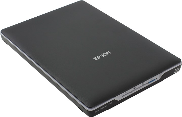 Сканер планшетный Epson Perfection V19, A4, CIS, 4800x4800dpi, 48 бит, USB 2.0 (B11B231401/B11B231503) б/у, после ремонта, следы эксплуатации, повреждена упаковка