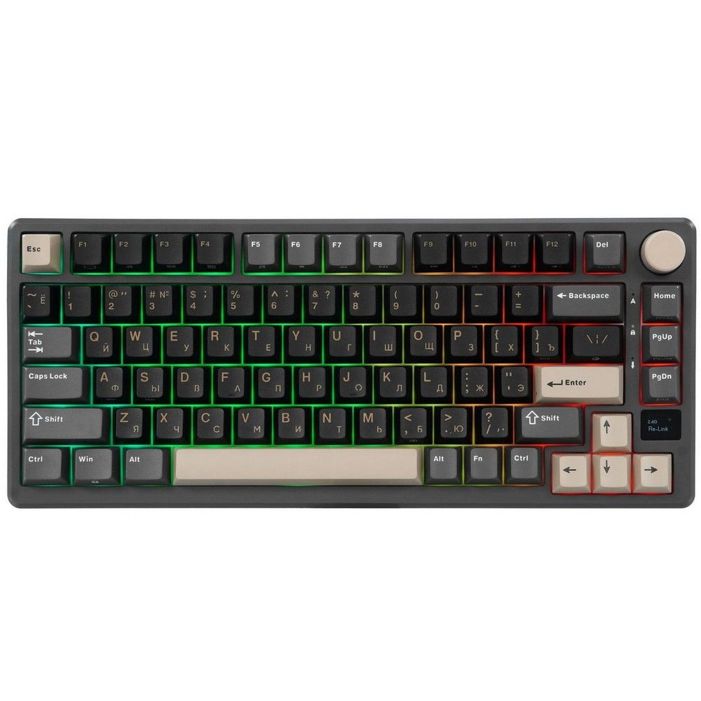 Клавиатура Royal Kludge RKM75, Bluetooth/Радиоканал/USB, черный (RK-M75 Phantom (Brown switch))