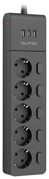 Сетевой фильтр Qumo Power Bar PRO 6SP4U (P-0006), 5-розеток, 3xUSB, 2 м, черный (PB-PRO-6SP4UP-0006) б/у, следы эксплуатации, отсутствует заводская упаковка