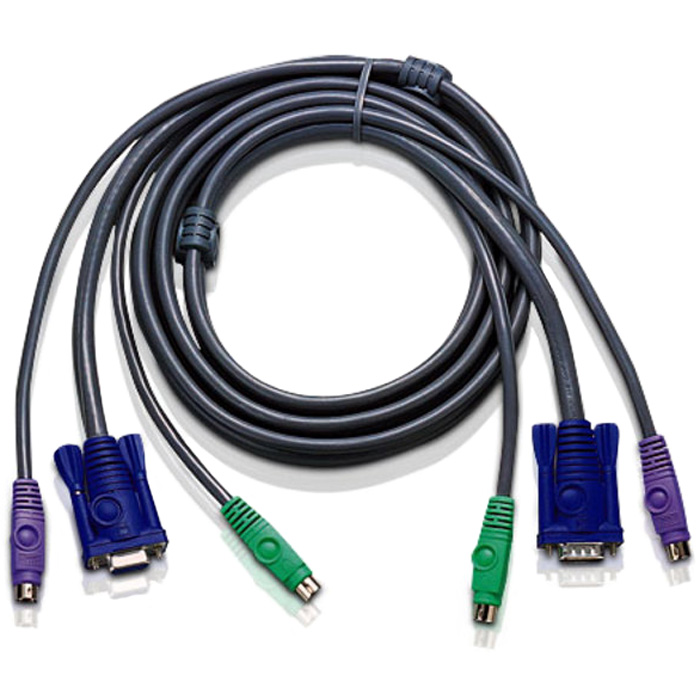 

Кабель для KVM переключателей ATEN 2L-1001P/C (2xPS/2M+VGA15M-> 2xPS/2M+VGA15F) 1.8m, 2L-1001P/C