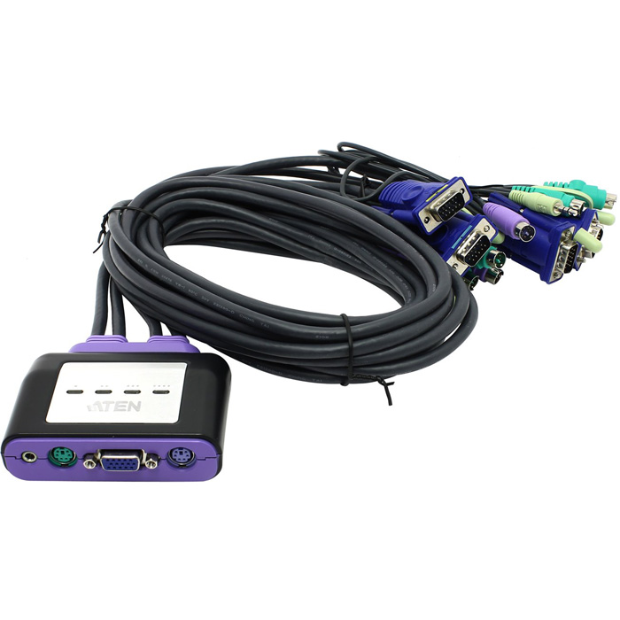 

Переключатель ATEN CS-64A-A, 4-port PS/2 KVM + комплект кабелей, CS-64A-A