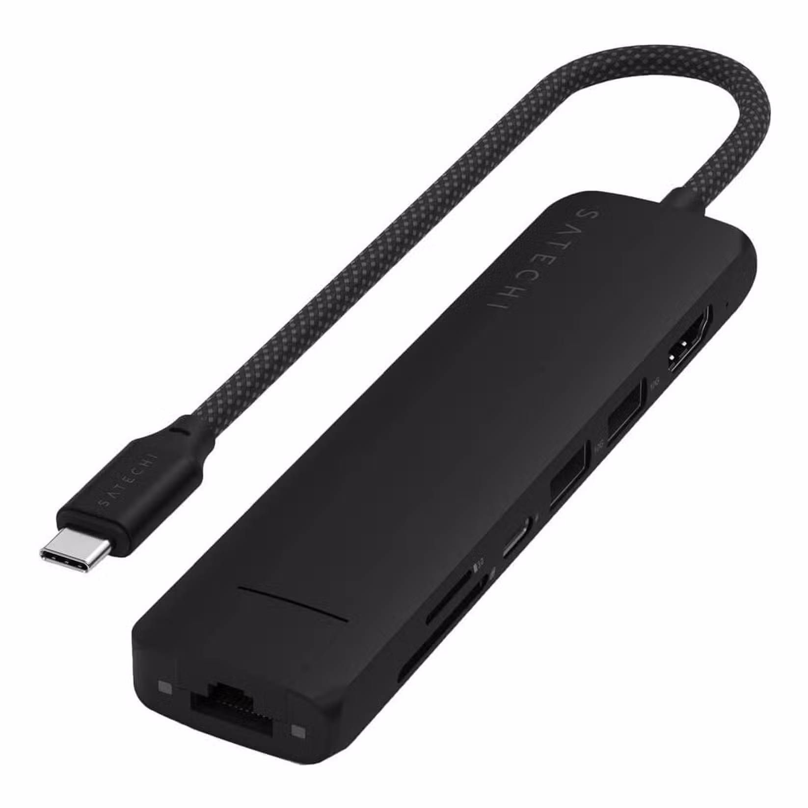 Док-станция Satechi Slim Multiport Adapter with Ethernet 7-in-1 USB-C, черный (ST-P7SK)