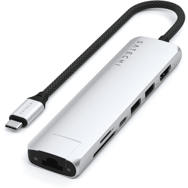 Док-станция Satechi Slim Multiport Adapter with Ethernet 7-in-1 USB-C, серебристый (ST-P7SS)