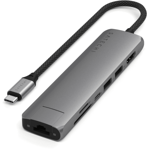 Док-станция Satechi Slim Multiport Adapter with Ethernet 7-in-1 USB-C, серый (ST-P7SM)