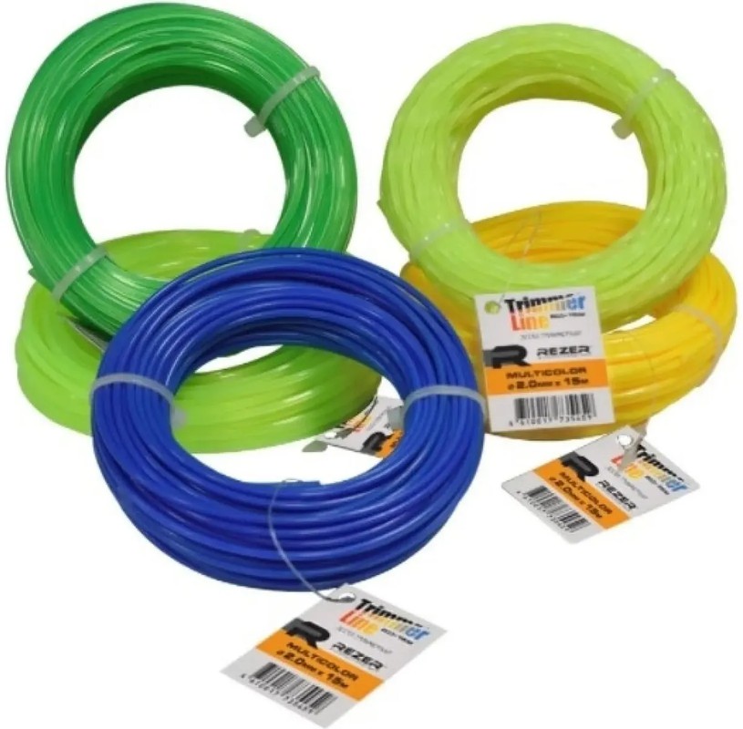 Леска триммерная Rezer Eco Trim Multicolor, круг, квадрат, звезда 2 мм x 15 м