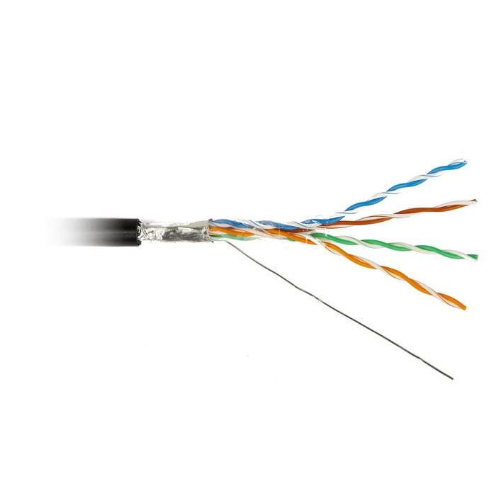 Витая пара Hyperline FTP кат.5e 4 пары CU 500м. PE (FUTP4R-C5E-S24-OUT-PE-BK-500)