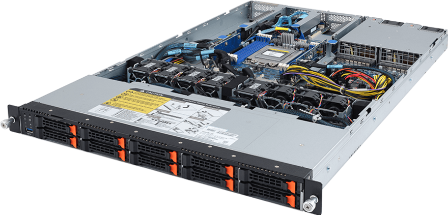 Серверная платформа Gigabyte R162-Z10, 1xSocket SP3, 8xDDR4, 10x2.5 HDD HS, Redundant 2x1200 Вт 1U (6NR162Z10MR-00)