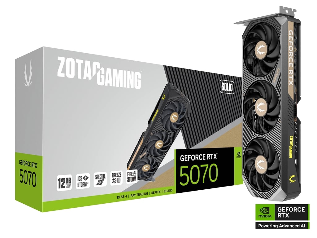 Видеокарта ZOTAC NVIDIA GeForce RTX 5070 SOLID, 12Gb GDDR7