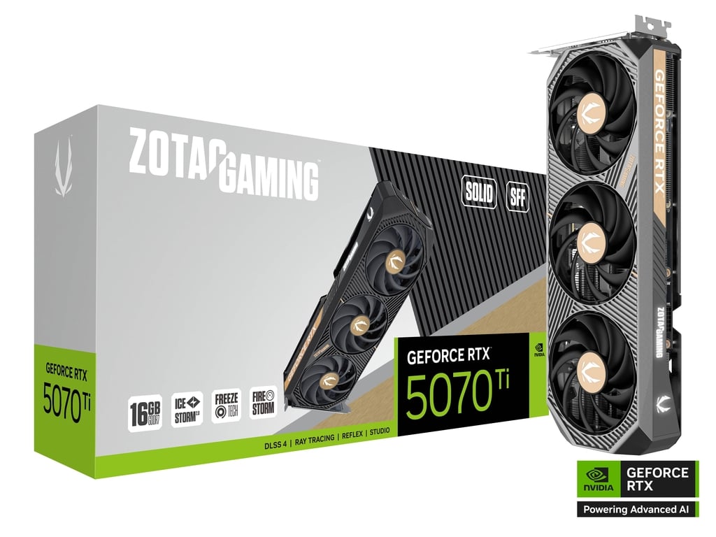 Видеокарта ZOTAC NVIDIA GeForce RTX 5070Ti SOLID SFF, 16Gb GDDR7