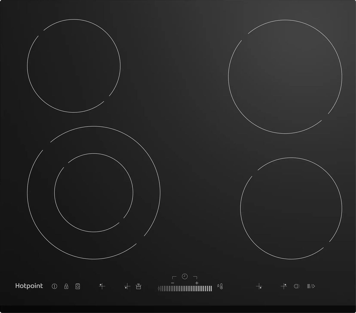 Электрическая варочная панель HOTPOINT HR 6T2 B S, 4 конфорки, черный (869891100110)
