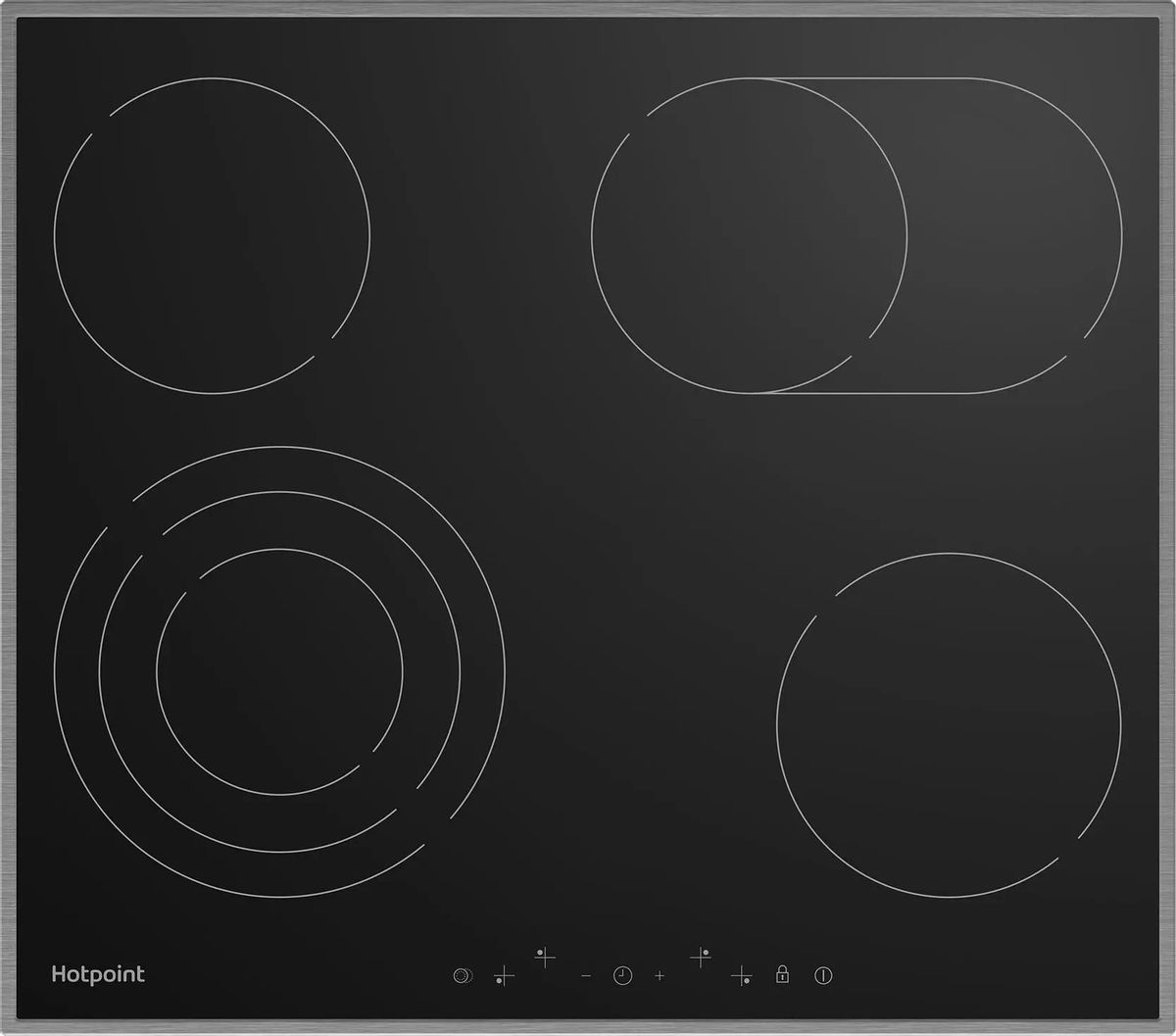 Электрическая варочная панель HOTPOINT HR 6T7 X S, 4 конфорки, черный (869891100280)