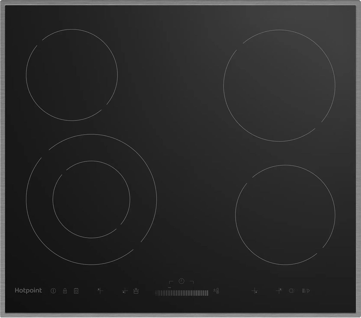 Электрическая варочная панель HOTPOINT HR 6T2 X S, 4 конфорки, черный (869891100220)