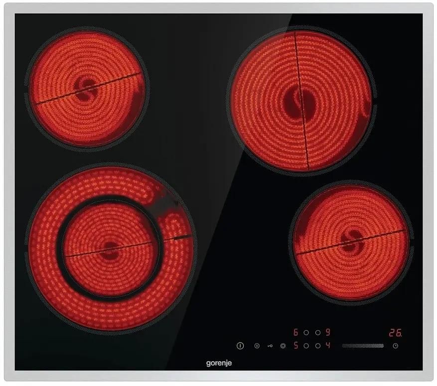 Электрическая варочная панель GORENJE ECS642BXE 4 конфорки, черный/серебристый