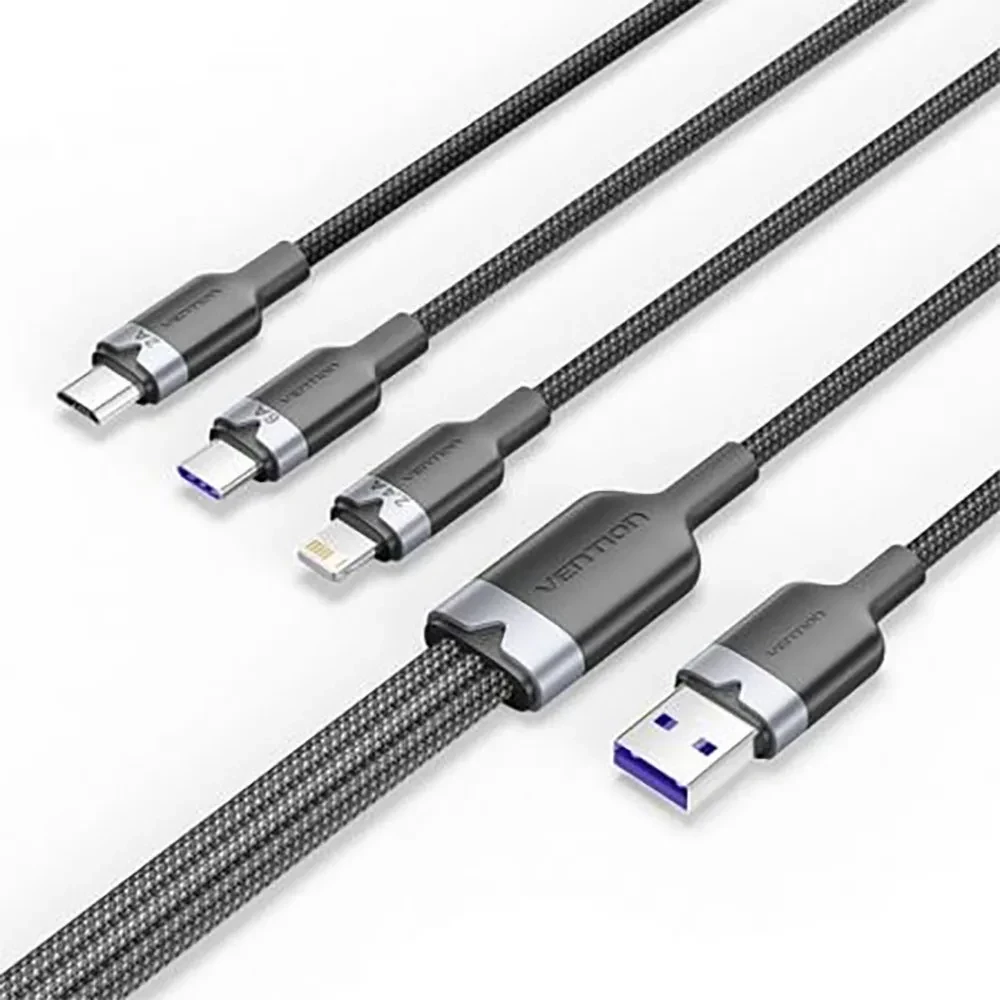 Кабель USB(Am)-Lightning 8-pin(m)/USB Type-C(m)/Micro USB(Bm), 1.5 м, черный, Vention CTR (CTRBG)