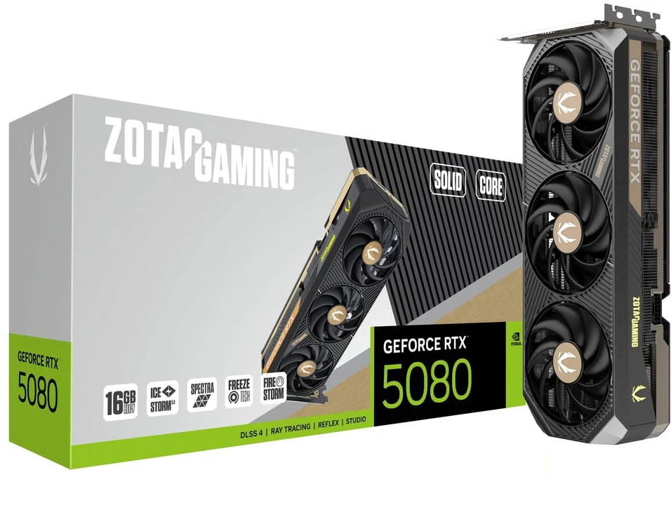 Видеокарта ZOTAC NVIDIA GeForce RTX 5080 SOLID CORE, 16Gb GDDR7