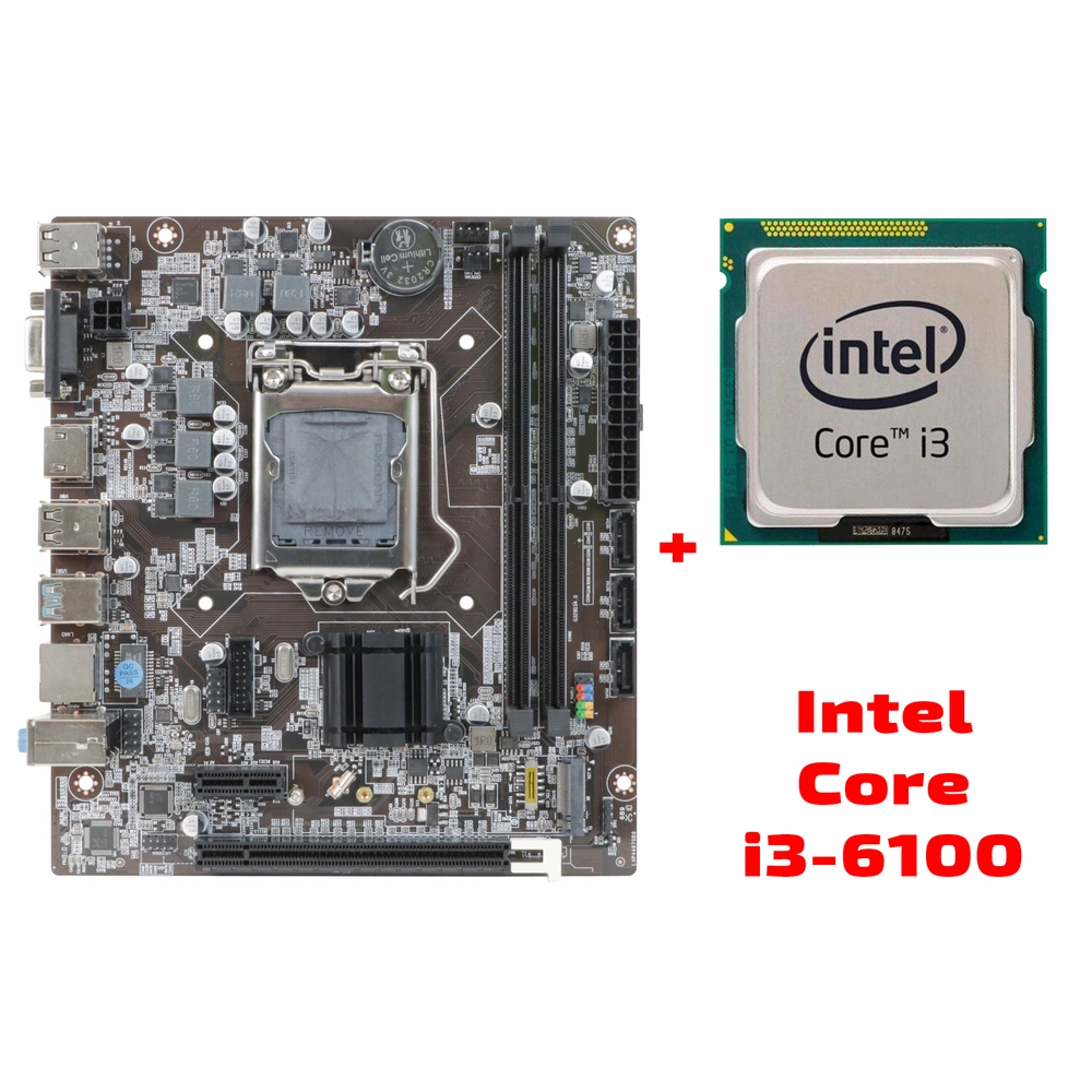 Материнская плата с процессором BaseTech H110M-K, Socket1151, Intel H110, mATX