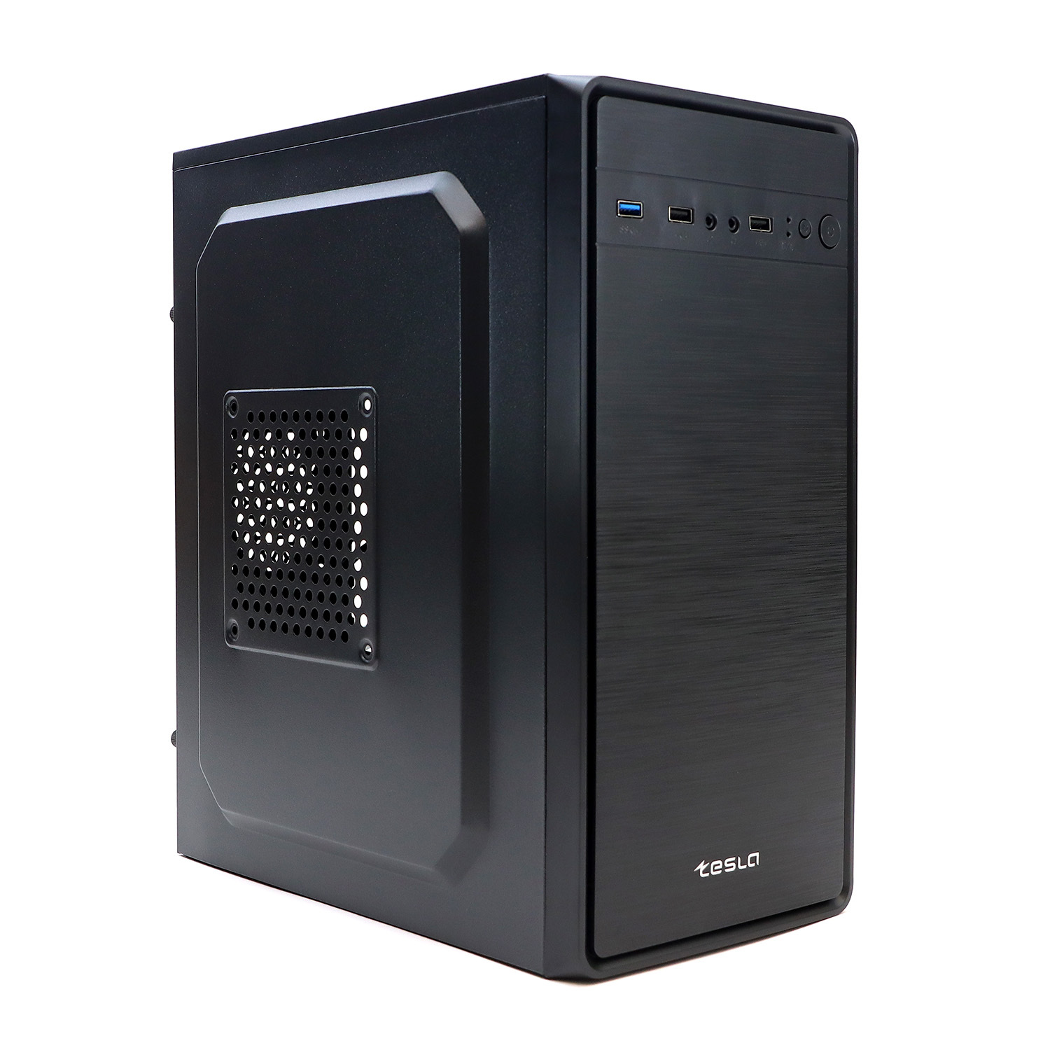 Корпус TESLA 1708U3BM, mATX, Mini-Tower, USB 3.0, черный, 450 Вт (TSL-1708U3-450W-BM) б/у, нарушена геометрия, вмятины на корпусе и боковых крышках
