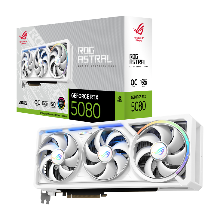 Видеокарта ASUS NVIDIA GeForce RTX 5080 ROG Astral White, 16Gb GDDR7