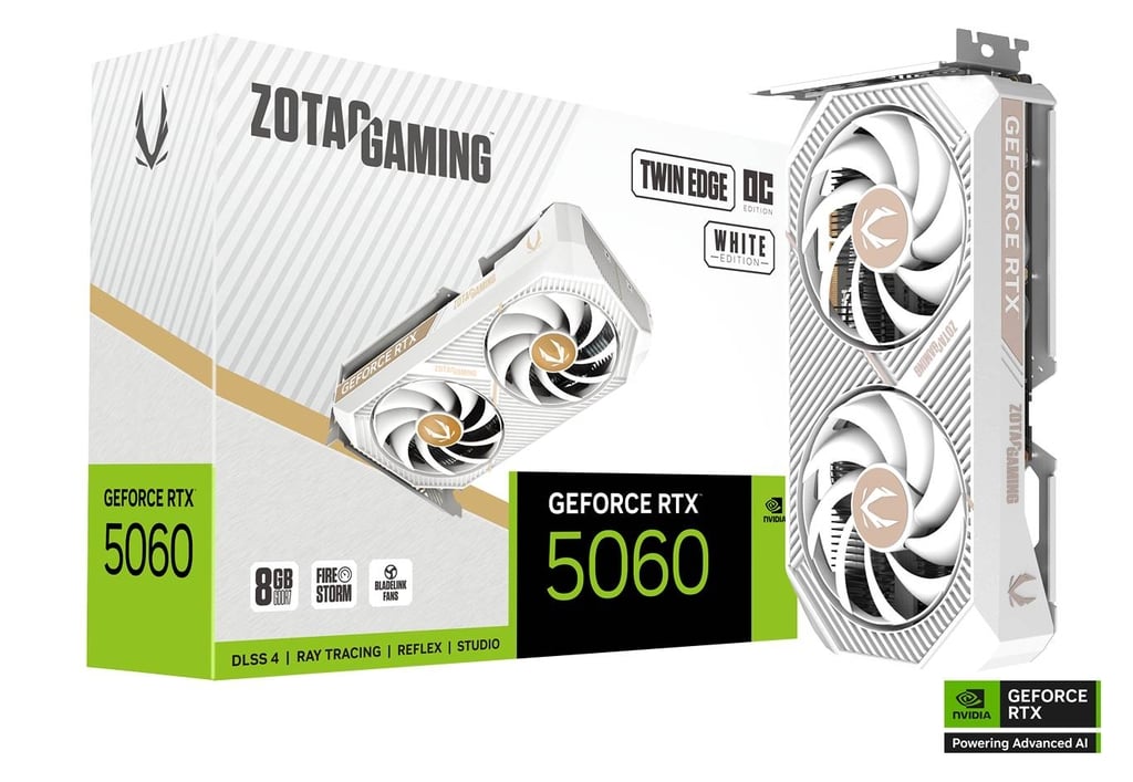 Видеокарта ZOTAC NVIDIA GeForce RTX 5060 Twin Edge OC White, 8Gb GDDR7